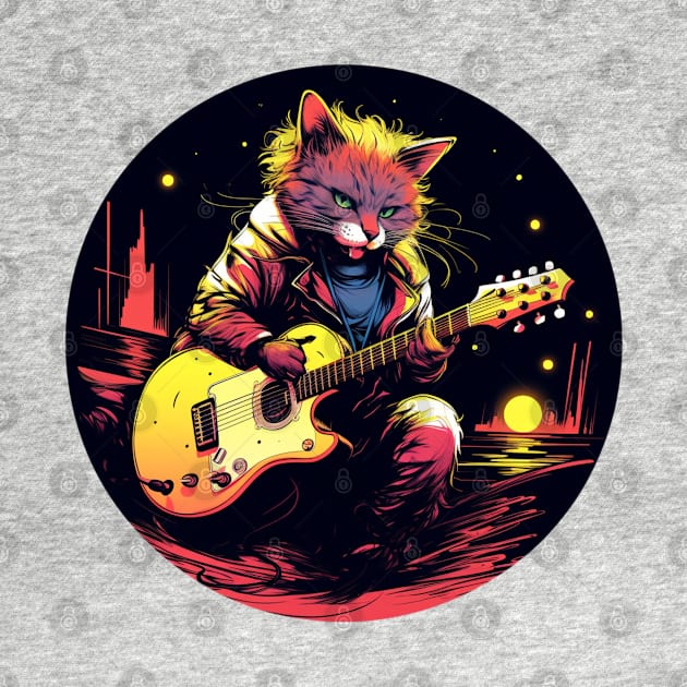 Cat Playing Guitar Funny Cat With Guitar Cute Cat Guitar by OscarVanHendrix